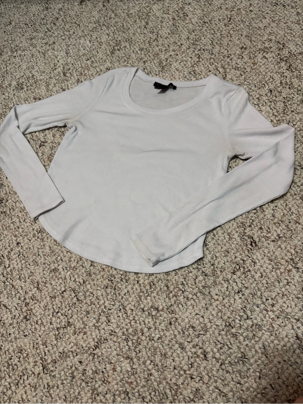 White Scoop Neck Long Sleeve Top